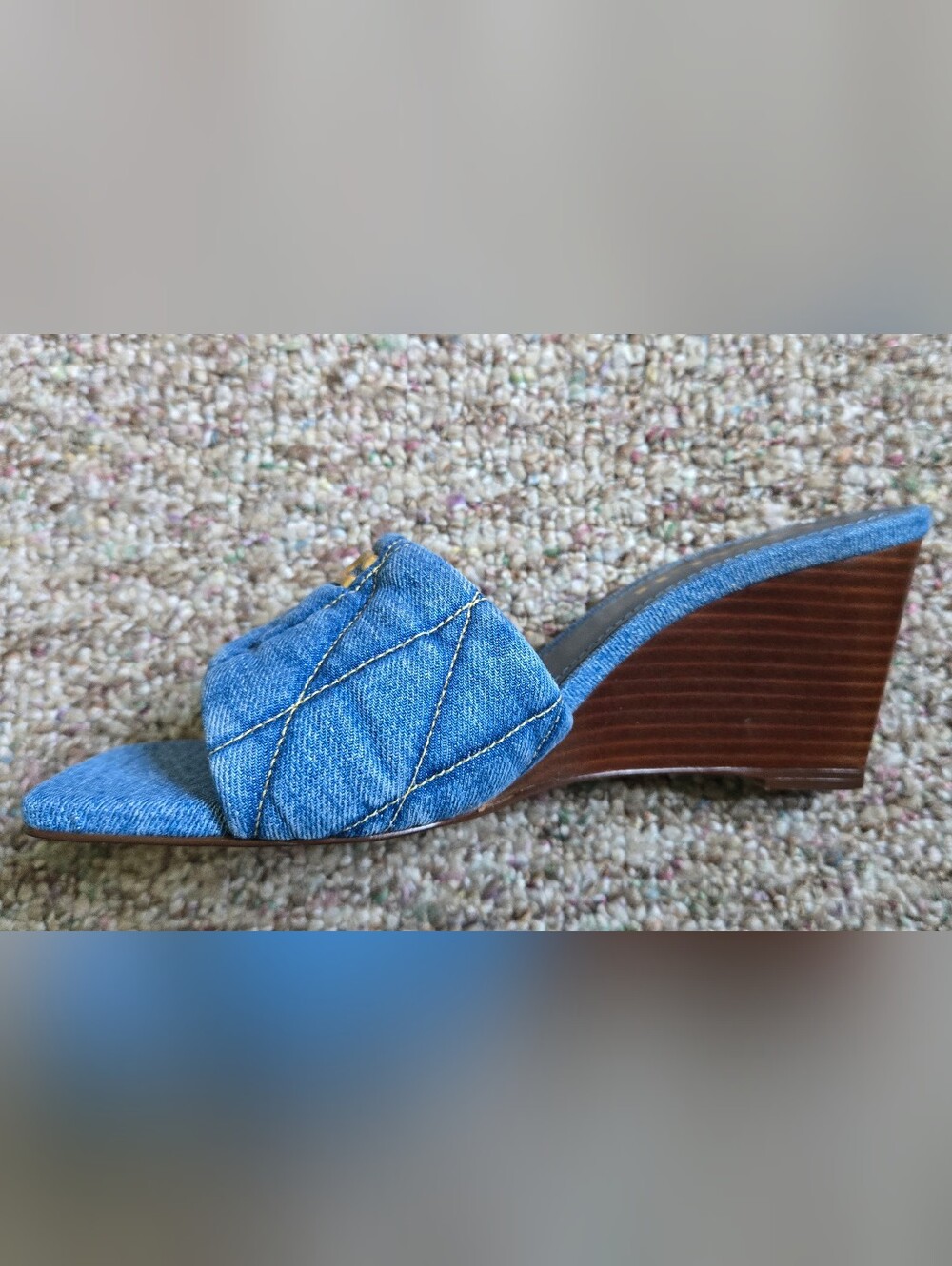 Coach Quilted Denim Heel Womens Size 7 - Picture 4 of 10